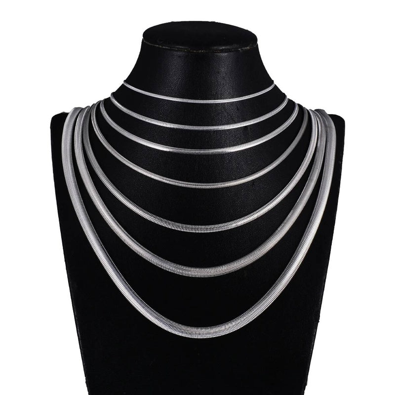 1 piece 316 Stainless steel Flat Snake Chain For Men Women Necklace Jewelry 1.5mm-6mm