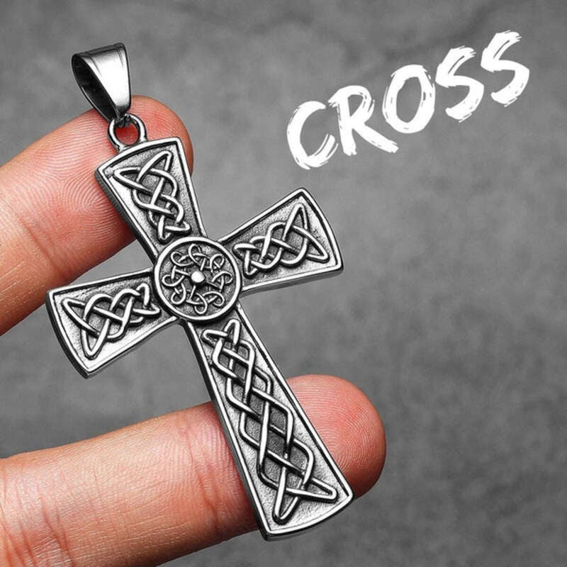 Celtic Cross Pendant Necklace, Elegant Silver Religious Jewelry with Intricate Knot Design N1385-Only Pendant