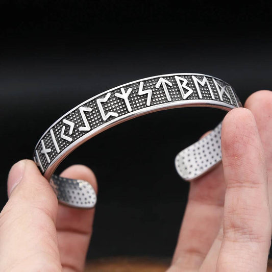 Viking Rune Bracelet – Nordic Stainless Steel Cuff Bangle