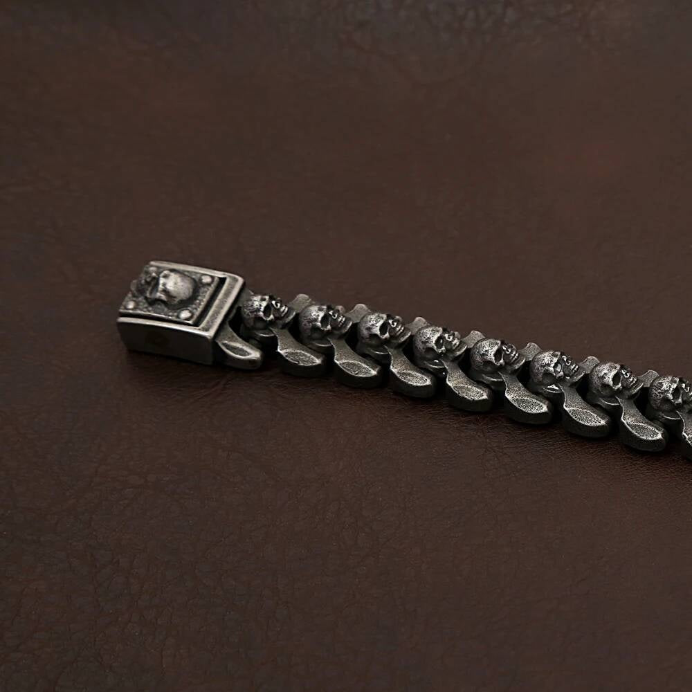 Vintage Gothic Skull Link Bracelet for Men 316L Stainless Steel Punk Biker Rock Chain Jewelry