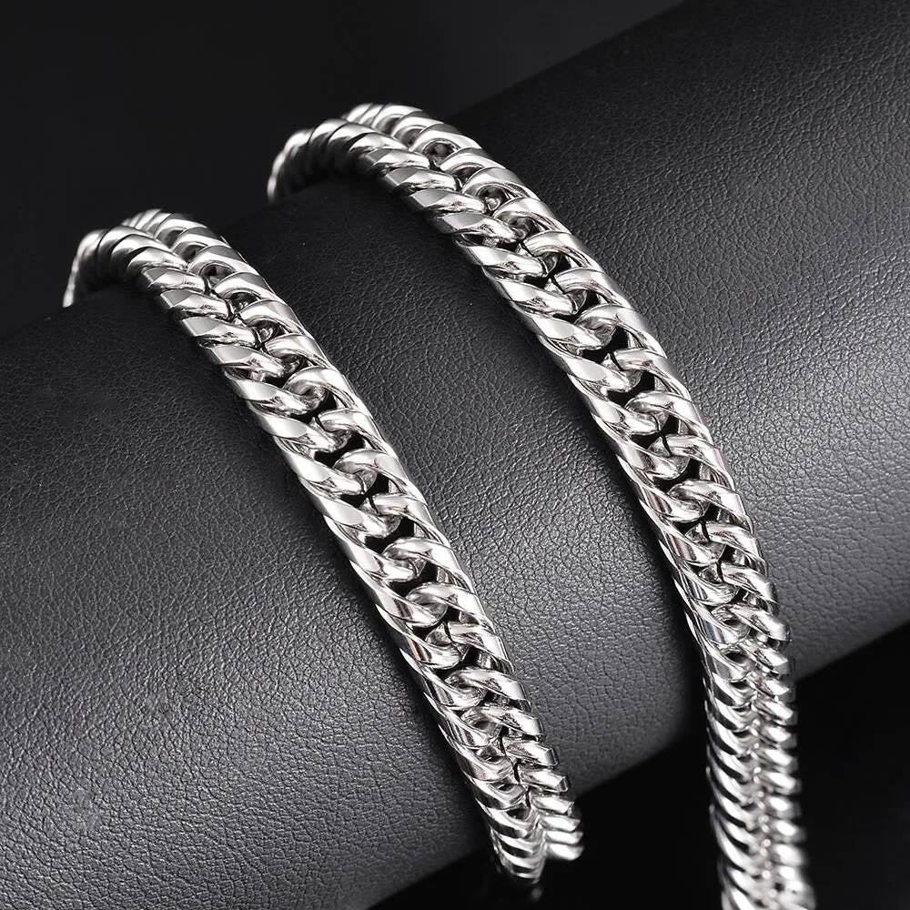 1 piece Mens Stainless Steel Curb Cuban Bracelet High Quality Link Chain Necklace Punk Heavy Jewelry Gift