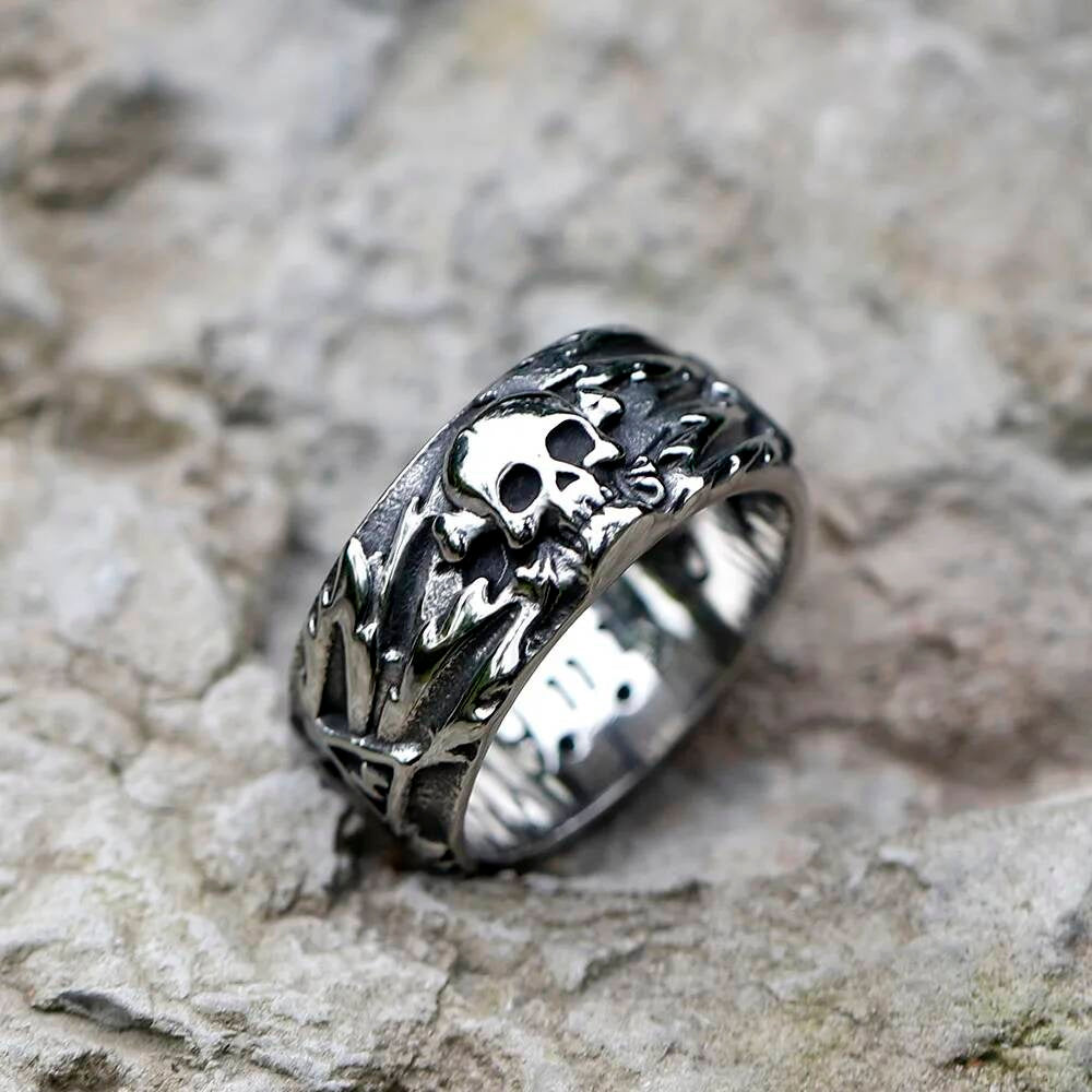 Vintage Super Punk Skull Biker Ring – 316L Stainless Steel Teen Statement Jewelry