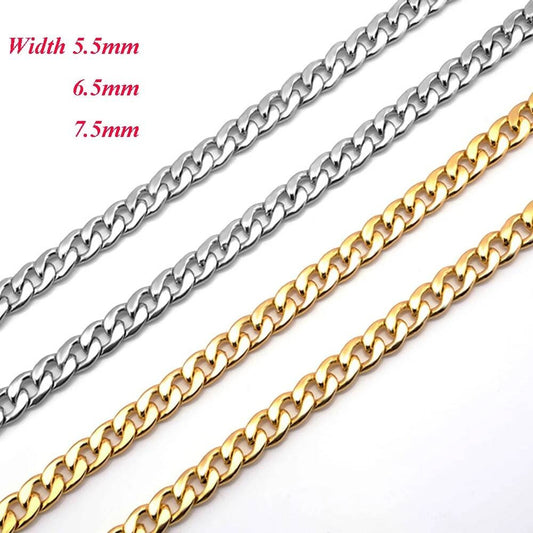 1 piece No fade Flat Curb Stainless Steel Chain For Necklace or Bracelet Width 5.5/6.5/7.5mm