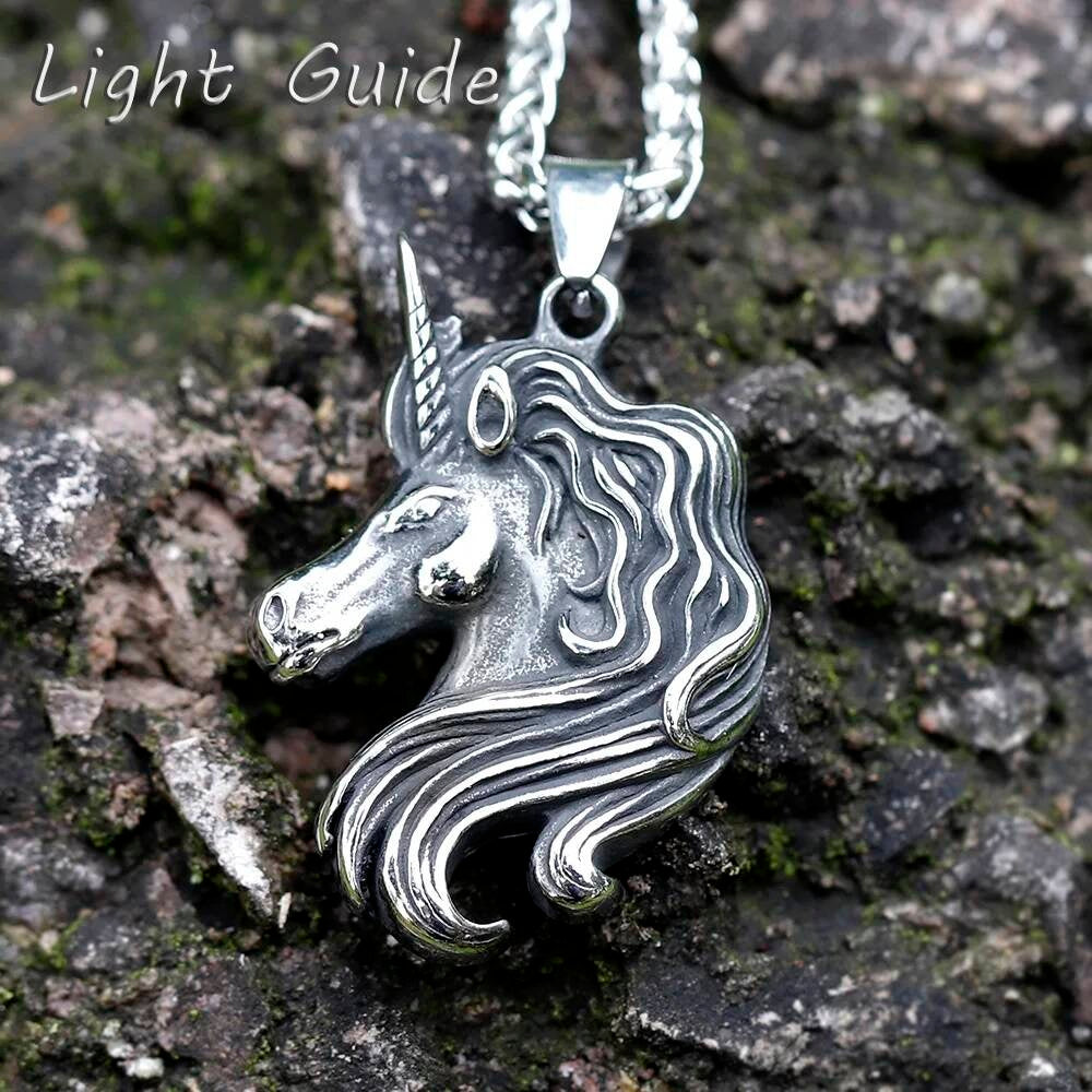 Unicorn Head Pendant – Stainless Steel Fantasy Necklace