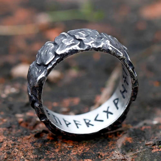 Viking Rune Ring – 316L Stainless Steel Norse Futhark Amulet Band