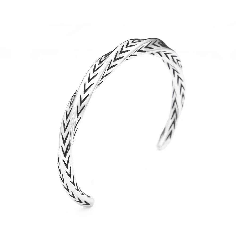 Viking Arrow Pattern Bracelet – Nordic Stainless Steel Cuff Style A