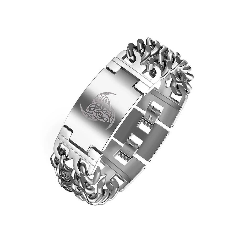 Black Stainless Steel Wolf Head Bracelet – Viking Chain Style I