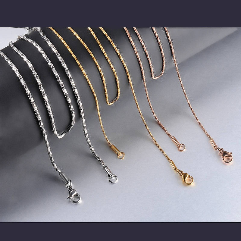 1 piece Width 0.9/1.2/1.5mm Tiny Twisted square snake Necklaces Jewelry Stainless Steel Choker Necklace For Women Collier