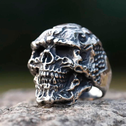 Vintage Punk Skull Ring – 316L Stainless Steel Biker Statement Band