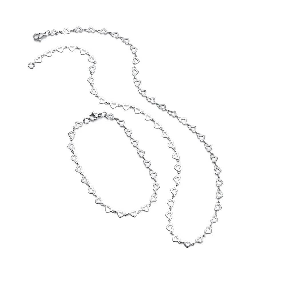 1 piece Stainless Steel Hollow Heart Handmade Link Chain for Men Women DIY Jewelry Making Bracelet Anklet Necklace