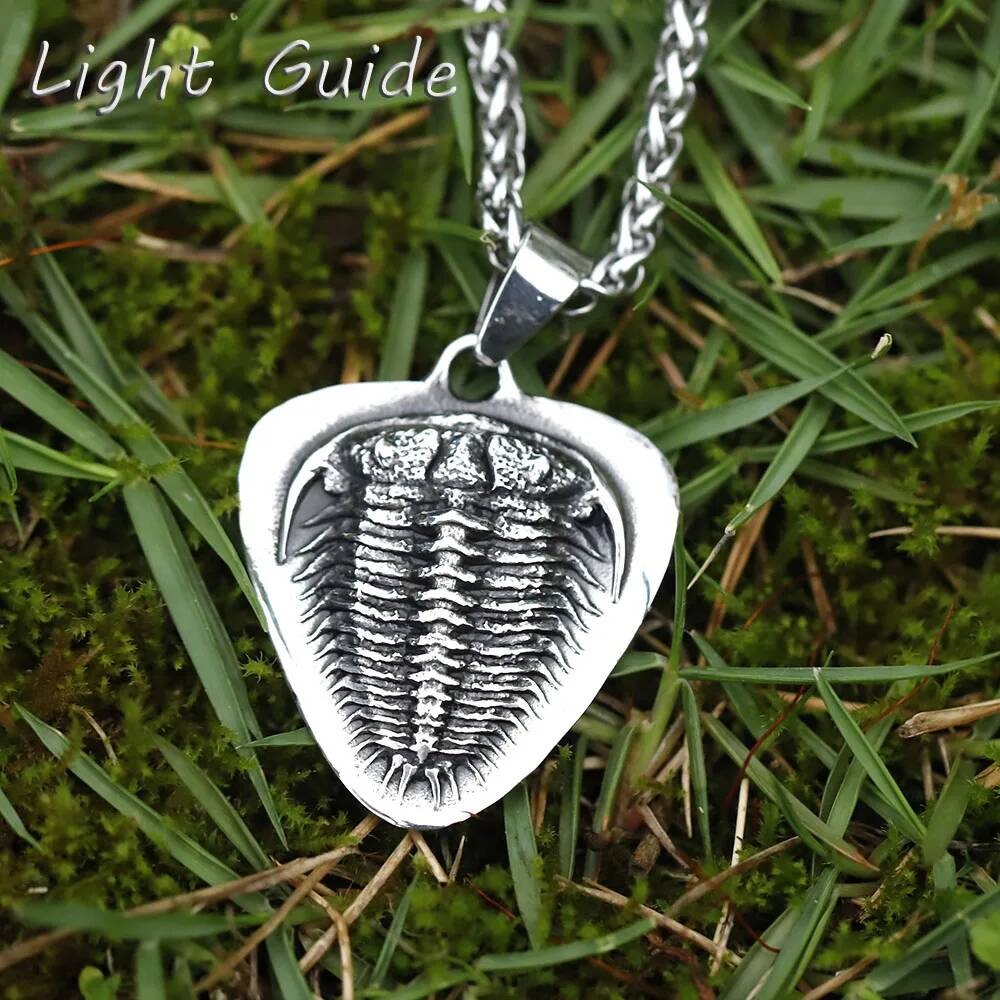 Trilobite Fossil Pendant Necklace - Unique Stainless Steel Prehistoric Amulet for Men