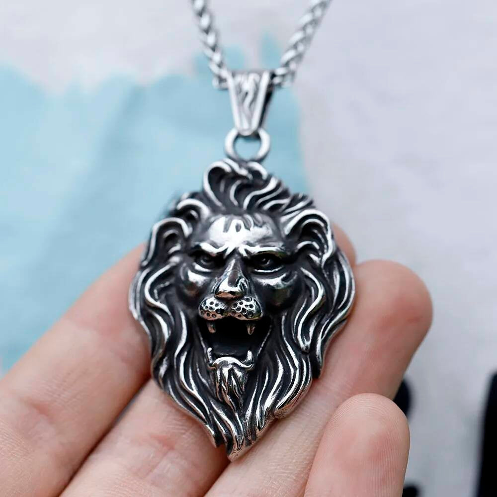 Lion Head Pendant Necklace – Bold Stainless Steel King of Beasts Jewelry