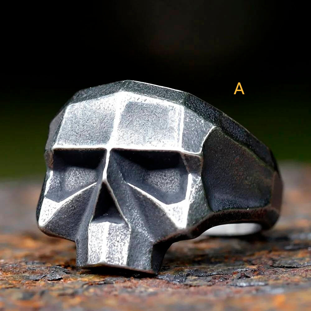 Punk Rock Vintage Skull Ring – 316L Stainless Steel Biker Jewelry for Teens
