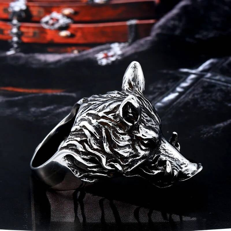Wolf Head Ring – Stainless Steel Biker Jewelry Gothic Punk Style for Men