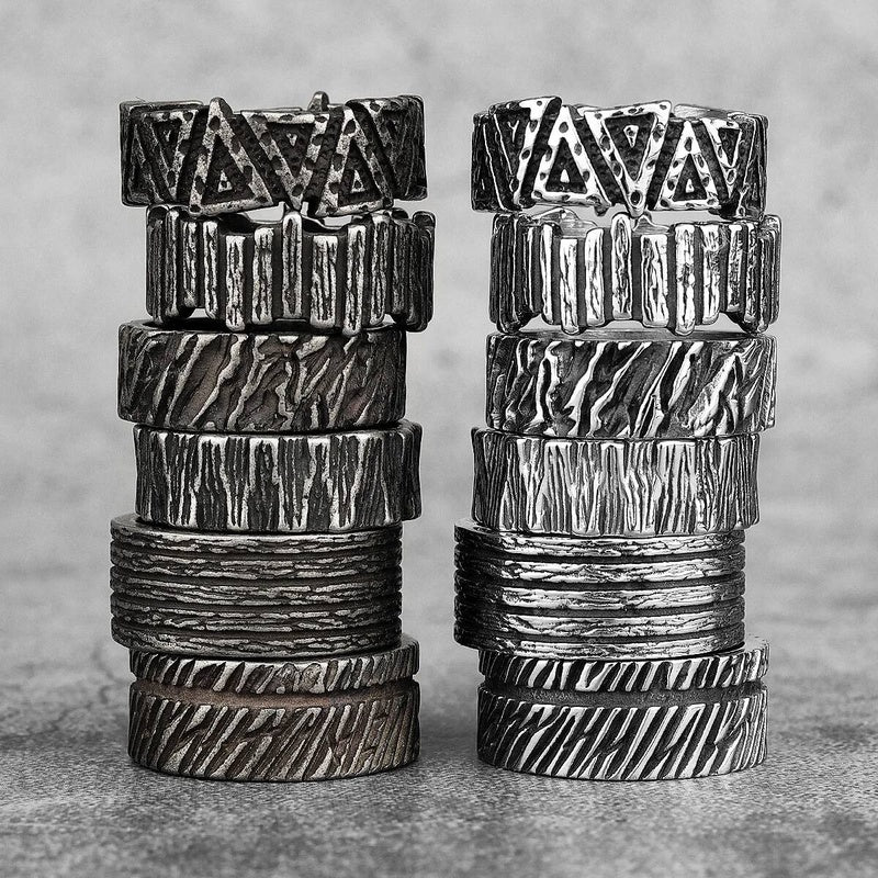Vintage Black Volcano Ring 316L Stainless Steel Retro Jewelry for Men