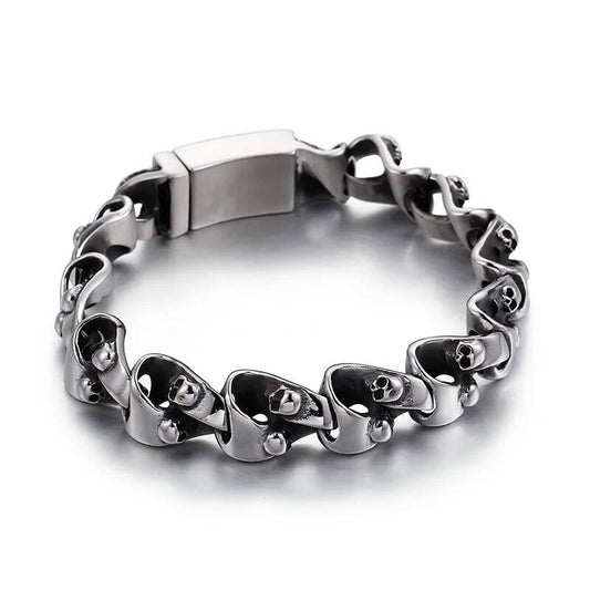 Stainless Steel 316L Bracelet Men Skull Ghost Link Chain Hand Jewelry