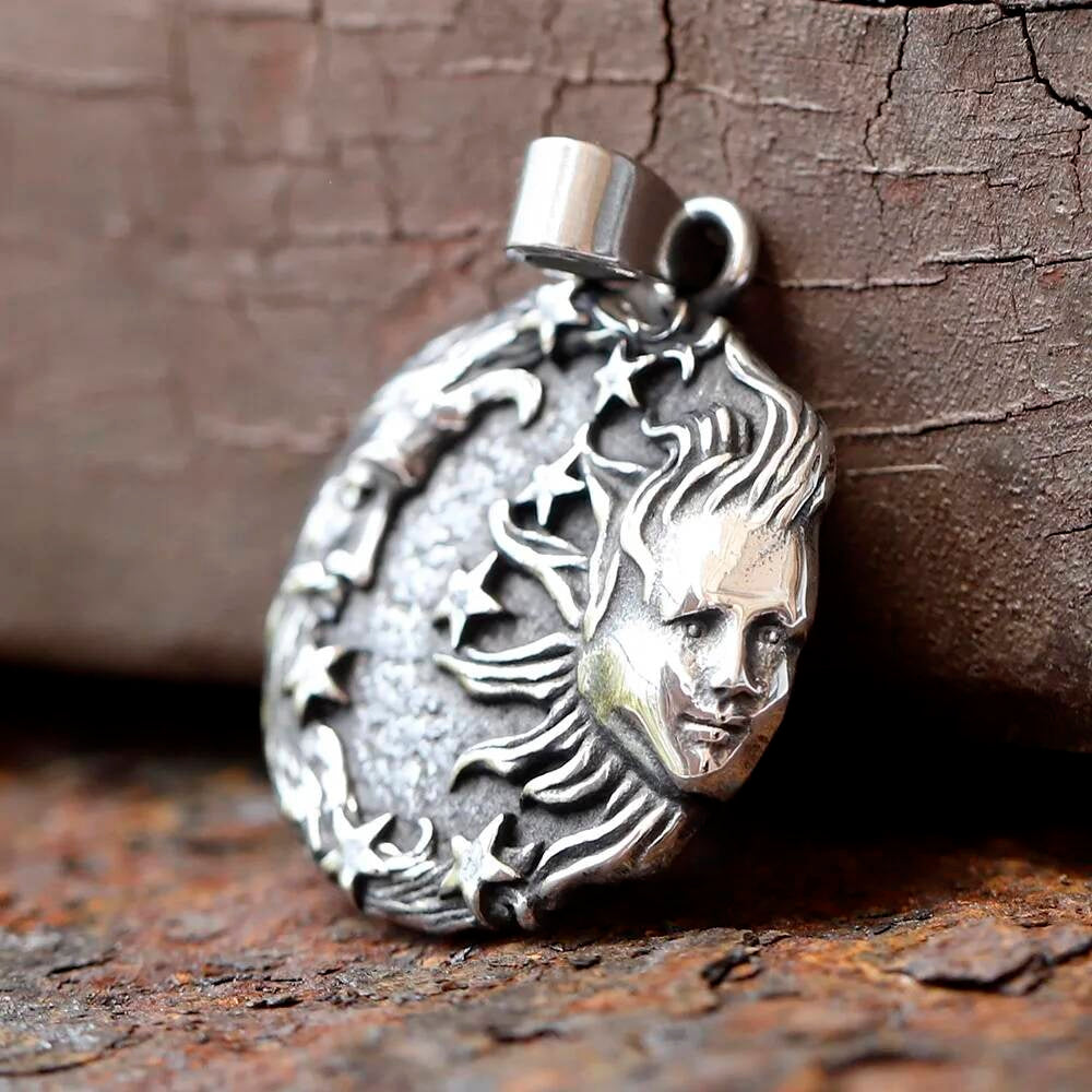 Sun and Moon Pendant Necklace – Stainless Steel Celestial Jewelry