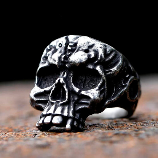 Heavy Skull Head Ring - Gothic Stainless Steel Men's Biker Jewelry