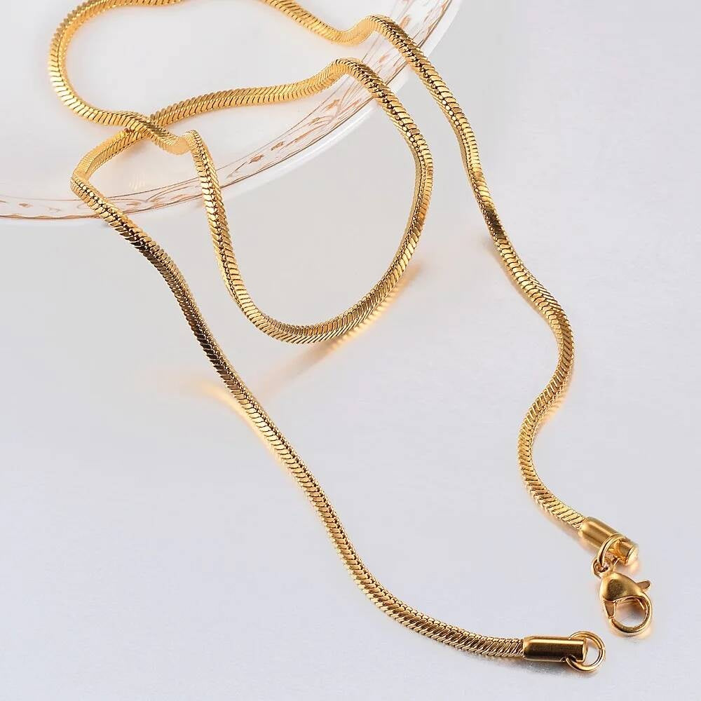 1 piece Width 0.9mm/1.2mm/1.5mm Gold Color Square Snake Chain Men Women 316 Stainless steel Necklace Jewelry