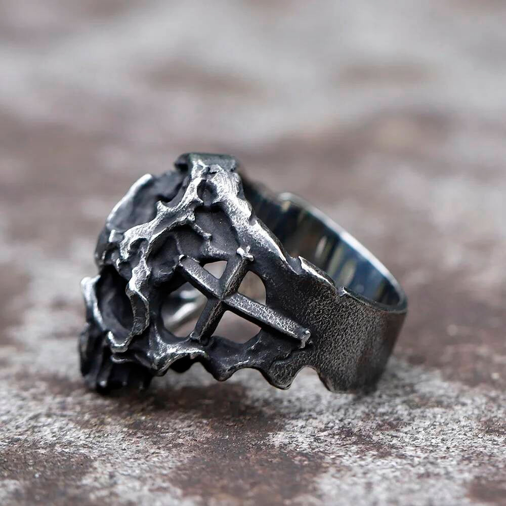 Punk Vintage 316L Stainless Steel Ring – Gothic Fashion for Teens & Men