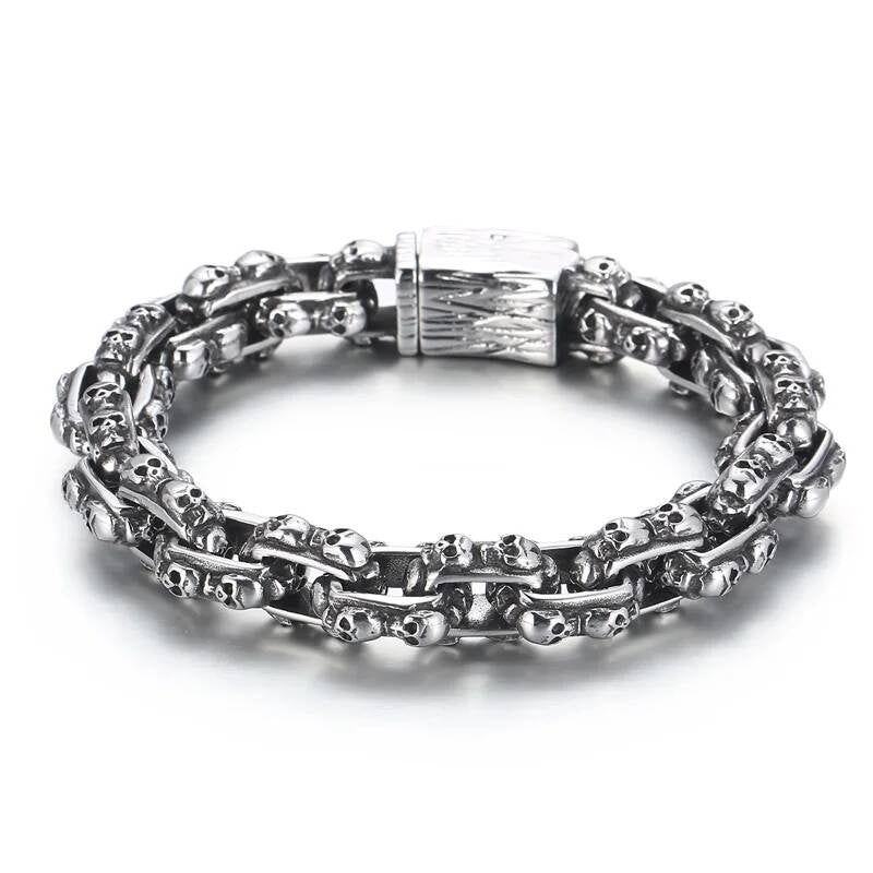 23cml Length 13mm Punk Vintage Skull Charm Bracelet For Men Stainless Steel 316L Bf Gift KB167290-KJX