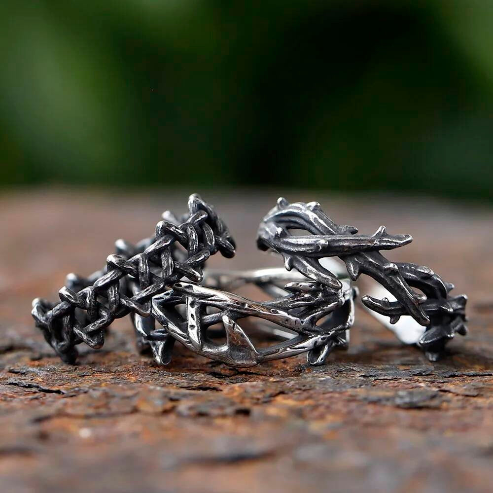 Thorn Ring Collection – Gothic Stainless Steel Punk Biker Jewelry (A/B/C)