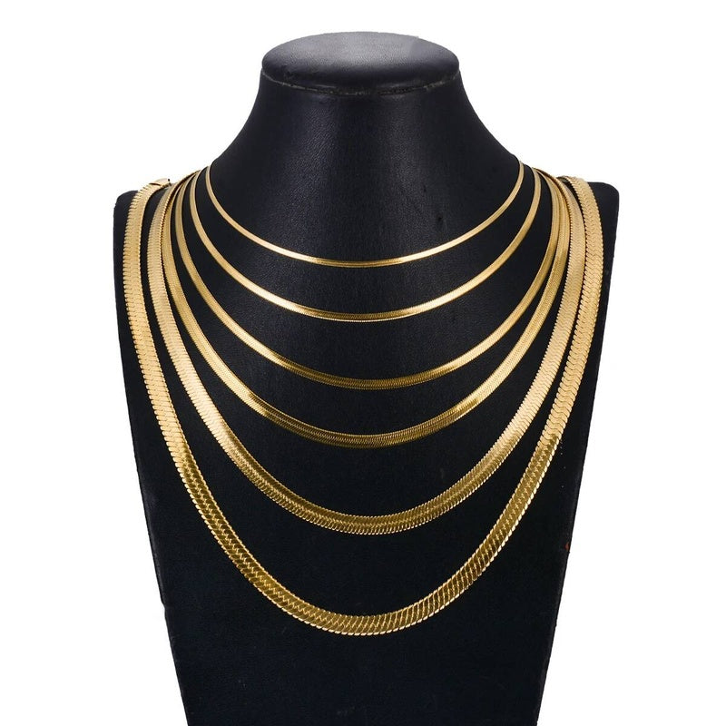 1 piece Width 4mm/5mm/6mm Stainless Steel Flat Snake Chain Necklace Jewelry for Men Women Not allergic