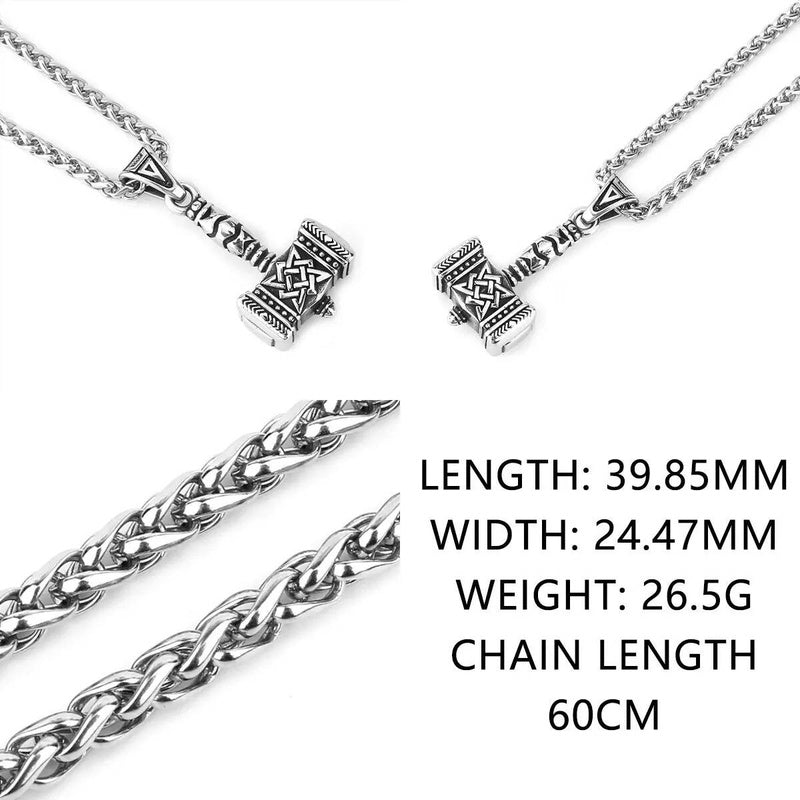 Viking Axes & Valknut Rune Necklace – Norse Warrior Stainless Steel Pendant