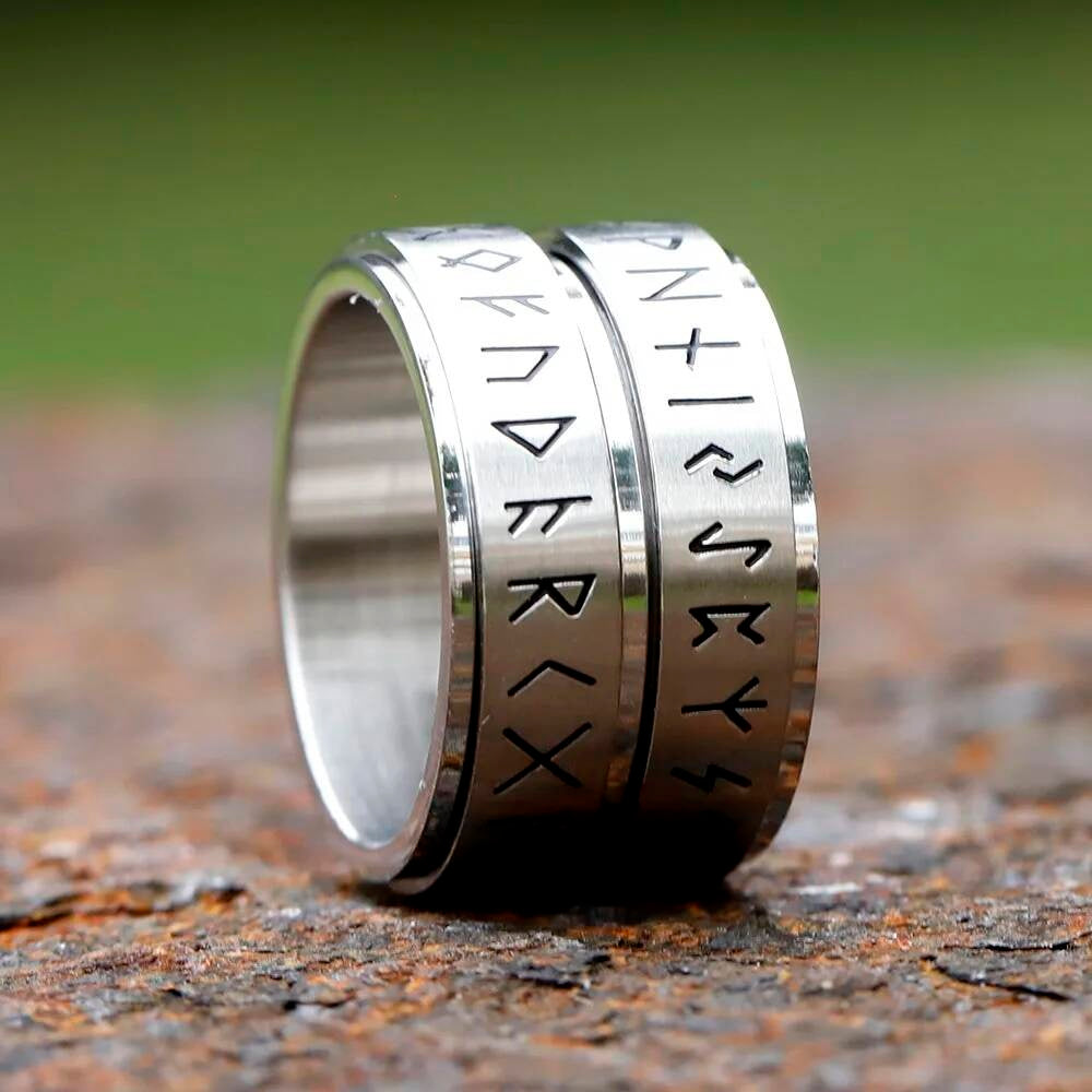 Rotatable Viking Rune Spinner Ring – 316L Stainless Steel Multicolor Band