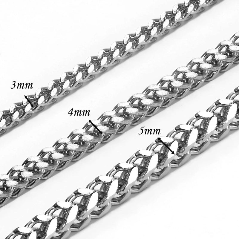 1Pc Size 3mm-5mm Gold/Sier Color 316L Stainless Steel Franco Fox tail Chain Necklace Women Men Jewelry Gift Dropshipping