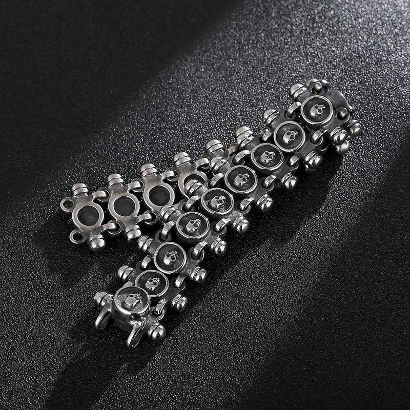 Skull Charm Link Chain Bracelet Men Stainless Steel Punk Biker Travel Jewelry
