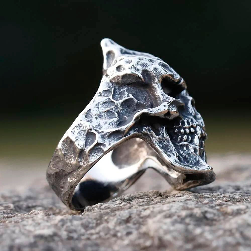 Vintage Punk Skull Ring – 316L Stainless Steel Biker Statement Band