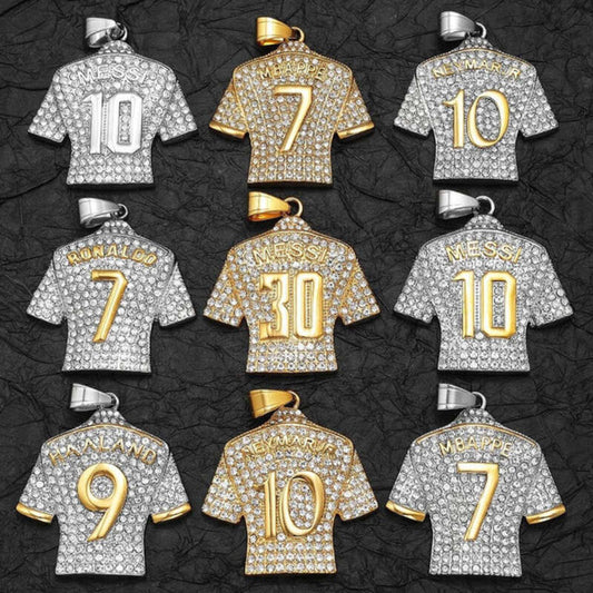 Sparkling Football Jersey Pendants - Messi #10, Messi #30, Ronaldo #7, Stylish Sports Jewelry