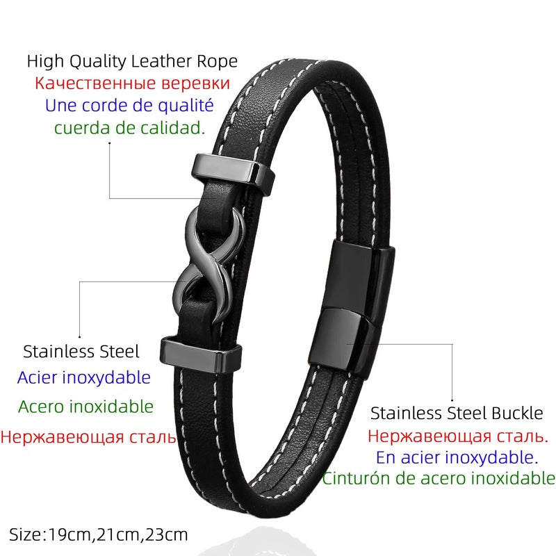 Black Braided Leather Bracelet with Green Jade Beads - Stylish Multi-Layer Magnetic Clasp Jewelry for Casual Wear and Gifts