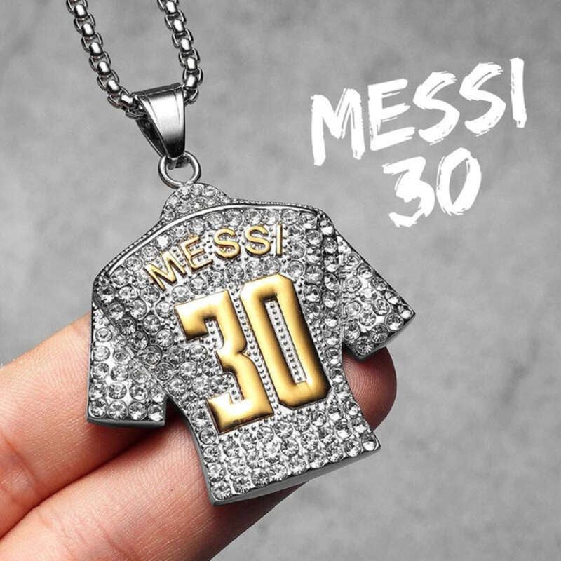 Sparkling Football Jersey Pendants - Messi #10, Messi #30, Ronaldo #7, Stylish Sports Jewelry Messi30-SG