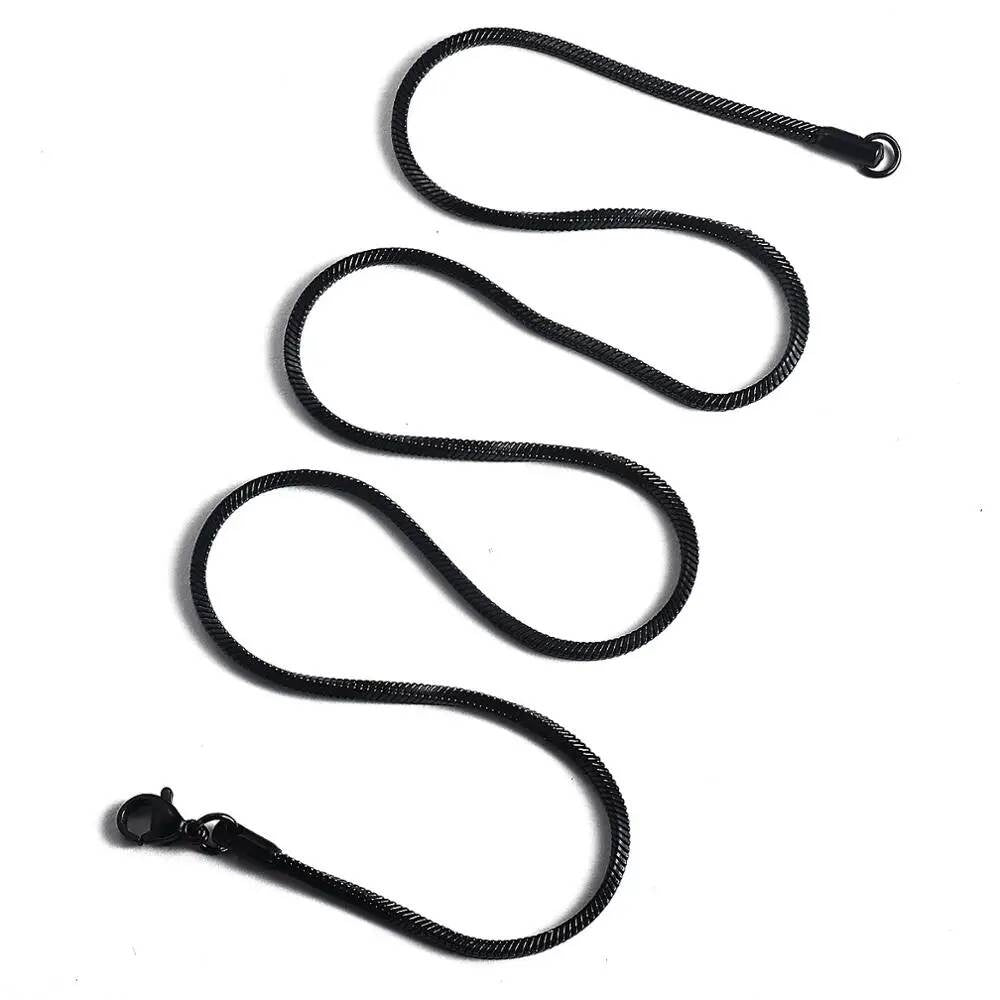 1 piece Black 316 Stainless steel Square Snake Chain Men Women Necklace Jewelry Width 0.9/1.2/1.5/2.0mm