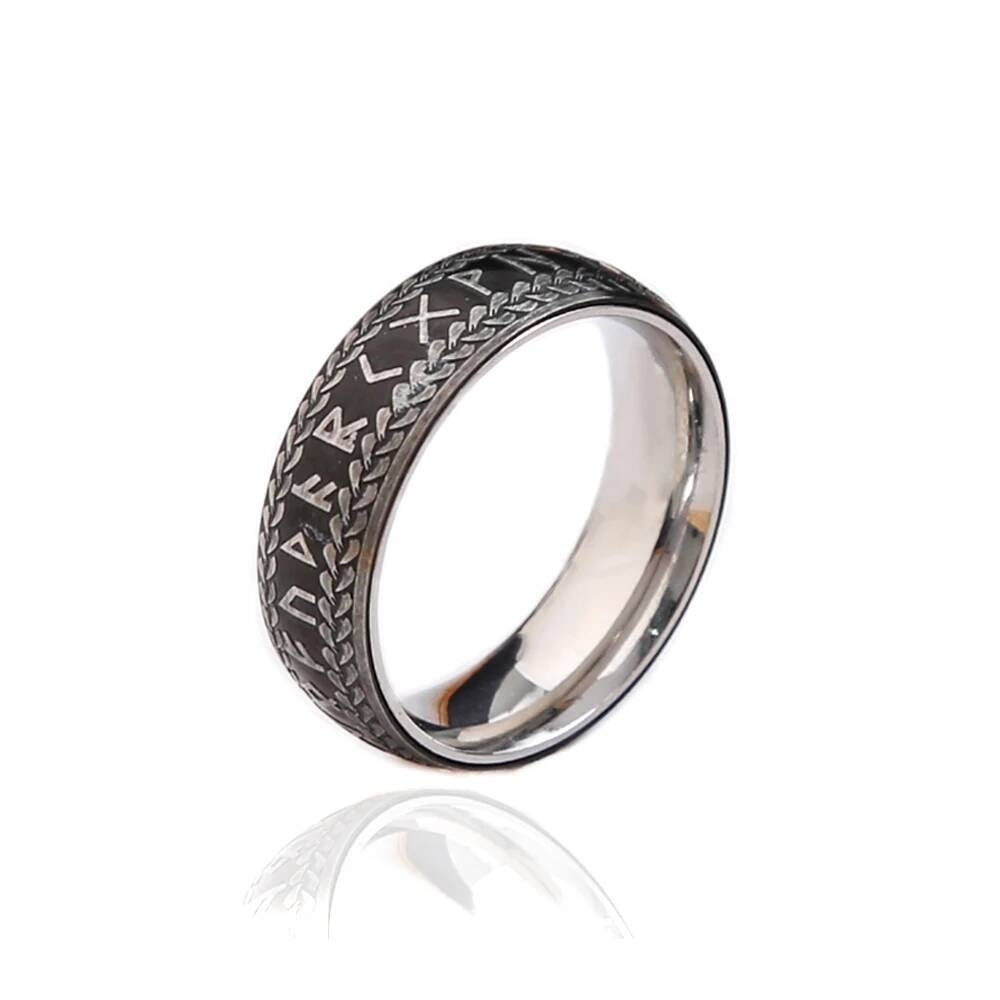 Vintage Viking Rune Ring – 316L Stainless Steel Norse Amulet (Unisex) Style A