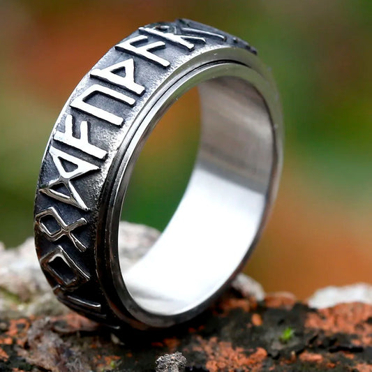 Vintage Viking Rune Ring For Men And Women - 316L Stainless Steel Odin Nordic Ring