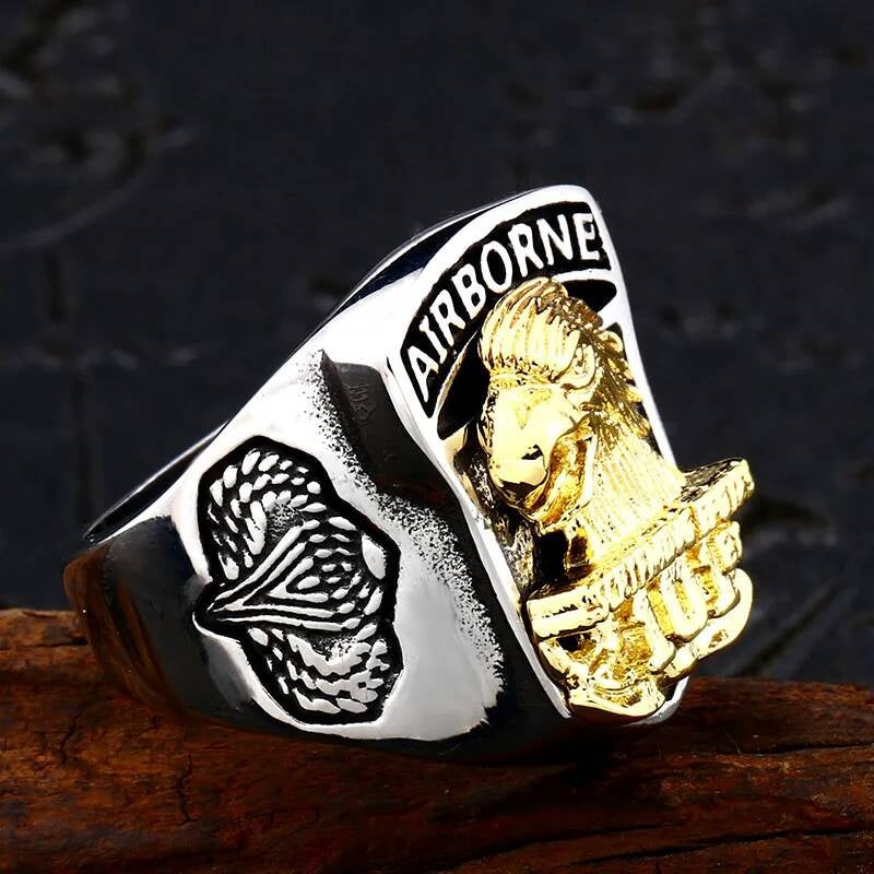 316L Stainless Steel 101st Airborne Eagle Ring Military Biker Jewelry