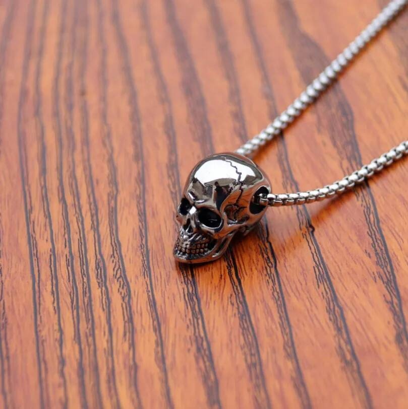 Skull Pendant Necklace – Gothic, Edgy, Stainless Steel Skull Design