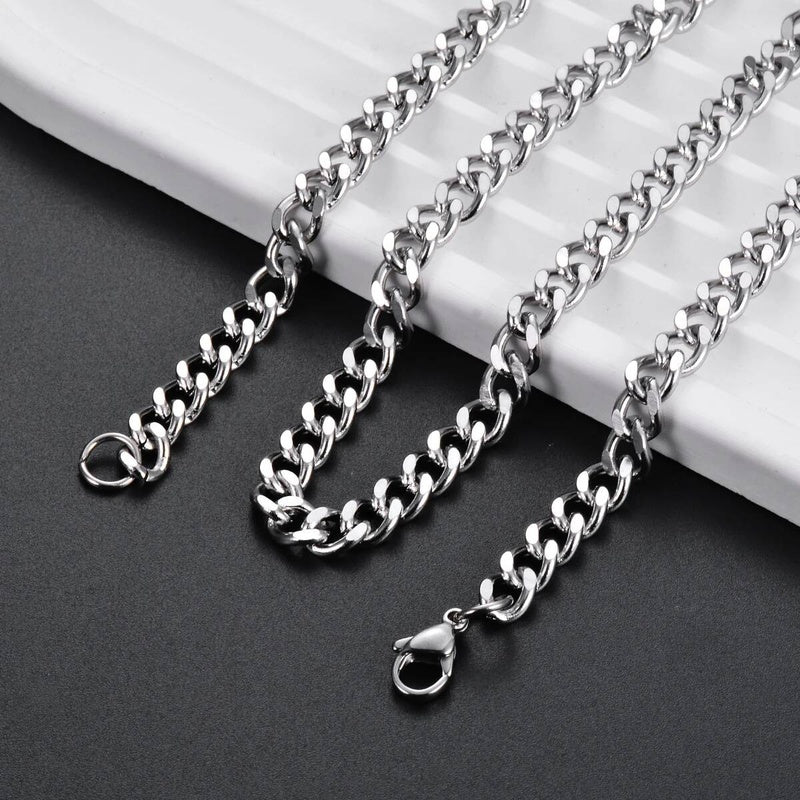 1Pc 3mm-7mm Stainless Steel Link Curb Chain Necklace for Men Women DIY pendant necklace jewelry making