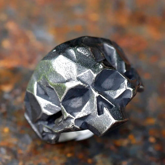 Retro Geometry Skull Ring – 316L Stainless Steel Biker-Hip Hop Statement Band