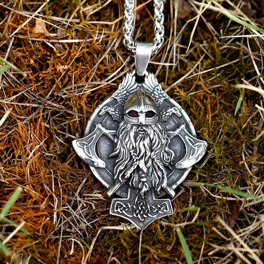 316L Stainless Steel Viking Warrior Pendant Necklace Norse Nordic Jewelry