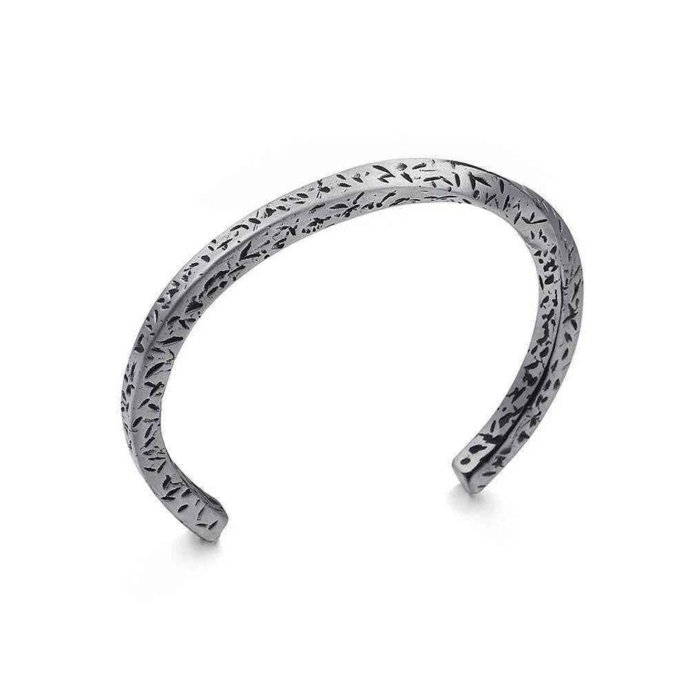 Hammered Texture Cuff Bracelet – Minimalist 316L Stainless Steel Open Bangle for Men & Women Style A