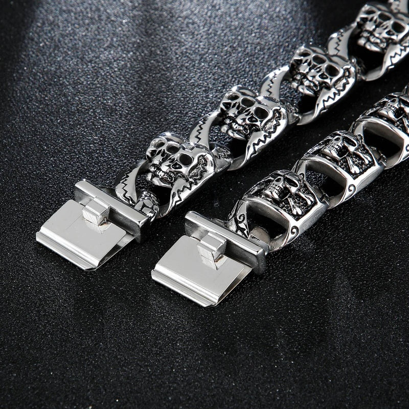 2 Styles Pirate Skull Bone Bracelet Men 316L Stainless Steel Punk Rock Party Jewelry