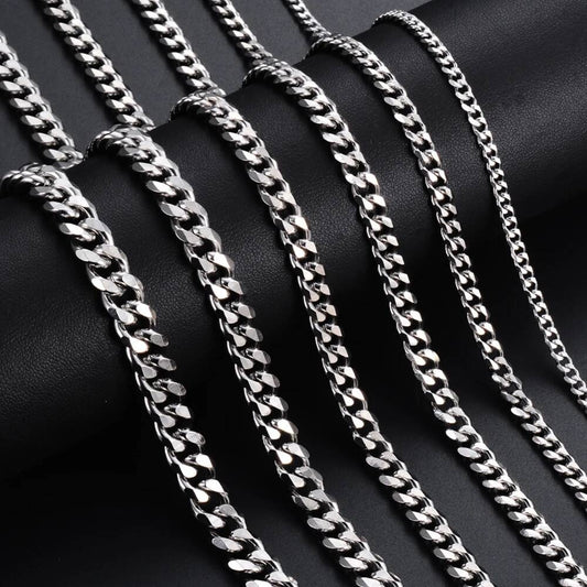 1Pc Size 3mm-9mm Miami Curb Cuban Link for Men Women Stainless Steel Mens Jewelry Hip Hop Chain