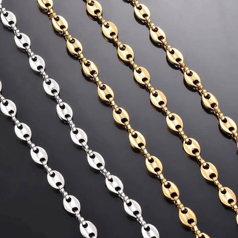 1 piece Stainless Steel Hip Hop Coffee Bean Necklaces Pig Nose Chains Bracelets Punk Necklace