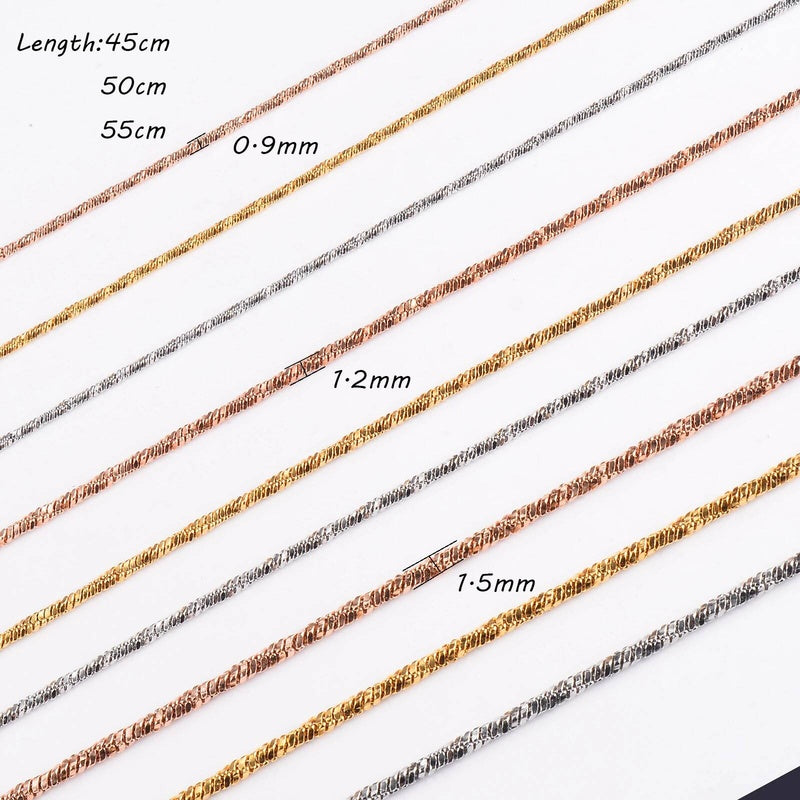 1 piece Width 0.9/1.2/1.5mm Tiny Twisted square snake Necklaces Jewelry Stainless Steel Choker Necklace For Women Collier