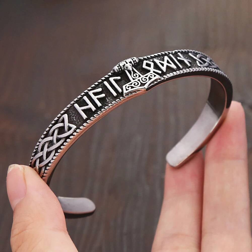 Viking Thor’s Hammer Rune Bracelet – Nordic Mjölnir Cuff