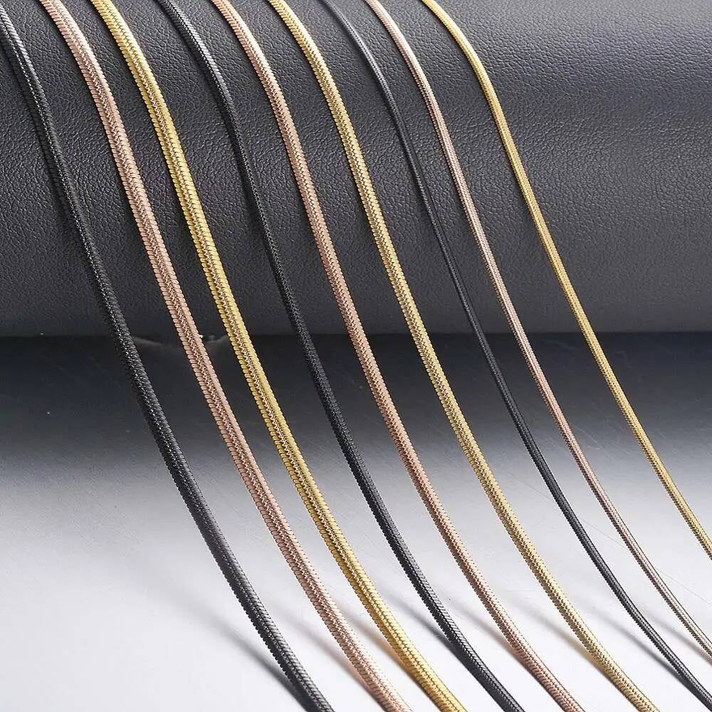 1 piece Width 1.5mm/2mm/2.5mm Chain Men Women Stainless Steel Flat Snake Necklace Wholesale Jewelry